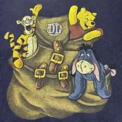 90s Vintage オールド ディズニー Tee 炭黒 フェード プーさん