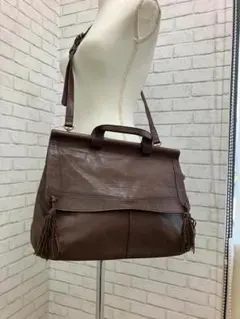 (K11228)IBIZA ハンドバッグ タッセル フラップ 2WAY　レザー