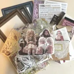 【大容量セットG】コラージュ素材 まとめ売り 素材紙 ステッカー 額縁台紙