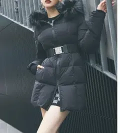 【GYDA】GYGYベルト付きロングダウンコート