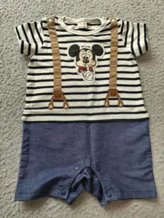 ミッキーマウス ストライプロンパース 80