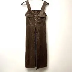 ブラウン コーデュロイ ジャンパースカート abc une face Mサイズ