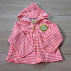 フード付きパーカー 100cm ピンクストライプ