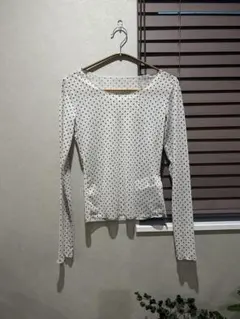 Dazy 水玉模様 長袖Tシャツ シースルーカットソー