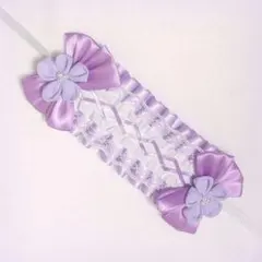 ②15〜20cmぬいぐるみ用　ヘッドドレス　レースフリル紫/パープル❀お花