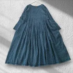 maison de soil❣️ブロックプリント ピンタックコットンワンピース Ⅱ