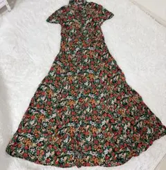 ZARA ザラ　ロング　ワンピース　花柄　総柄　派手　ノースリーブ　M〜L