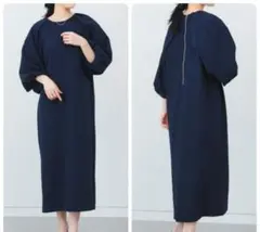 【新品未使用】今季 BEAMS HEART 袖フォルムワンピース 紺 フリー