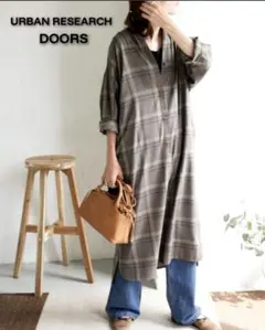 URBAN RESEARCH DOORSチェックシャツワンピースONEグリーン