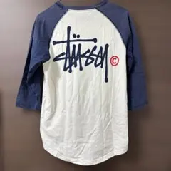 Stussy ステューシー ラグランTシャツ 七分袖S ホワイト/ブルー