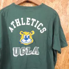 UCLA カレッジTシャツ グリーン 半袖　フリーサイズ　訳アリ　ベアークマ　熊