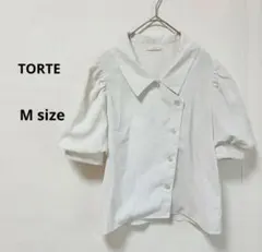TORTE トルテ半袖ホワイトブラウス ボリュームスリーブアシンメトリーのサムネイル