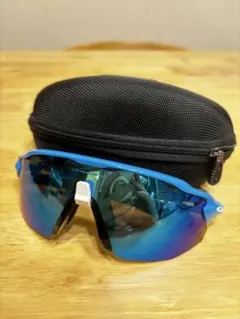 青いフレーム ミラーレンズ サングラス ケース付き　オークリー