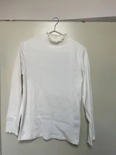 ホワイトリブ編み長袖Tシャツ