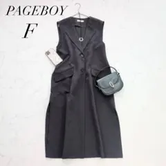 ページボーイ/ジレ/ノースリーブ/ワンピース/黒/テーラード/レイヤード