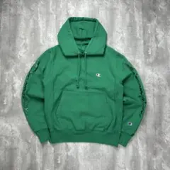 チャンピオン リバースウィーブ刺繍ロゴ スウェットパーカーグリーン S 6095
