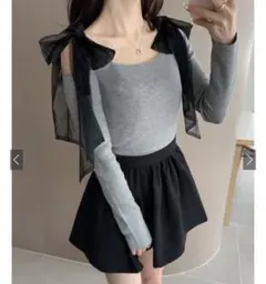 【GRL】ショルダーリボンオフショルダーニットトップス［ru1114］