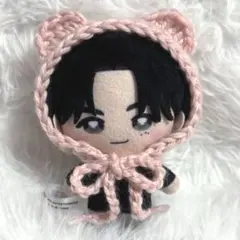 ぬい服 ねこ耳帽子 ネコ耳 猫 ピンク ボンネット 編み物ハンドメイド