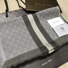 GUCCI GGロゴ フリンジ マフラーストール ライトグレー - メルカリ
