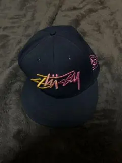 Stüssy ネイビーキャップ カラフル刺繍