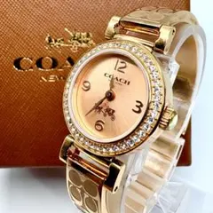 稼働美品 COACH 腕時計 シグネチャー バングル ラウンド ピンクゴールド