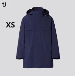 美品・ユニクロ＋J・オーバーサイズフーデッドハーフコート・ネイビーXS・欧州仕様