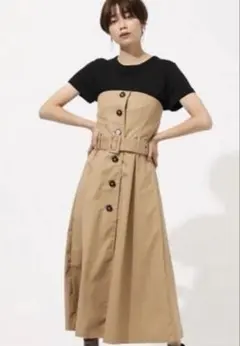 AZUL BY MOUSSY ベアトップワンピース サイズM アズール　ベージュ