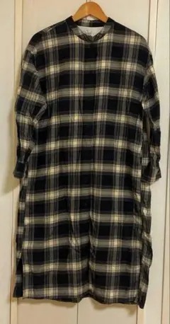 無印良品　フランネルスタンドカラー長袖ワンピース