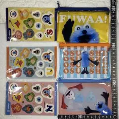 〈スシローxパペットスンスン〉クリアポーチ&シール　全3種コンプセット