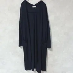 アースミュージック&エコロジー　ロングカーディガン　薄手　冷房対策　ネイビー　F