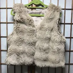 ベージュ ファー素材 ベスト