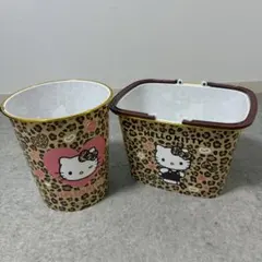 ハローキティ 日焼けキティ バスケット ゴミ箱 2点セット ヒョウ柄