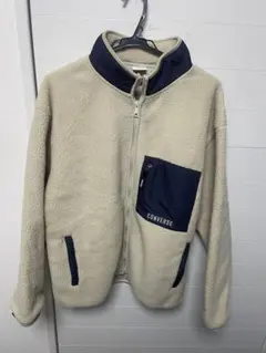 CONVERSE フリースジャケット M アイボリー/ネイビー