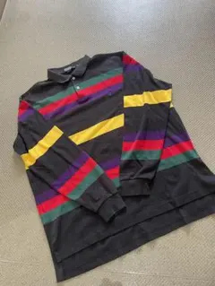 90s ラルフローレン　ラガーシャツ　ロングポロシャツ　黒人　USA製
