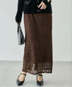 ラビアンジェ、起毛レースナロースカート4L