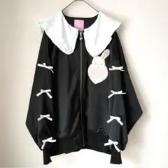 美品　ハニーシナモン 袖リボンセーラージップアップスカジャン 黒 ハニーちゃんのサムネイル
