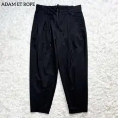 アダムエロペ ドローコード 紐 ワイドスラックス タックパンツ ブラック Sのサムネイル