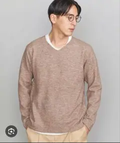 BEAUTY＆YOUTH　ウォッシャブル レイヤード ヘアリー ニット　XL