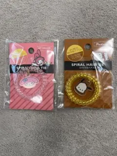 サンリオ　スパイラル　ヘアゴム　マイメロ　ポチャッコ