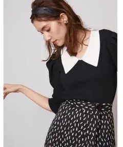 SNIDEL / ニットカラーパフスリリブプルオーバー　black