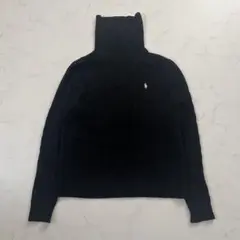現行タグ　ポロラルフローレン ケーブルニット タートル　カシミア混　ポニー　黒