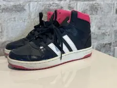 adidas ネイビー/ホワイト/ピンク ハイカットスニーカー