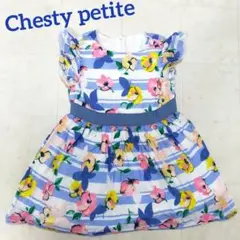 Chesty petite　ノースリーブワンピース　100　青　花柄　蝶々 総柄のサムネイル