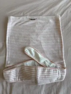 犬印　ふわふわ　パイル　ボーダー　妊婦帯　腹巻き　セット　L ピンク