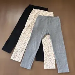 専用【ユニクロ】キッズレギンス3点セット（黒・グレー・花柄）
