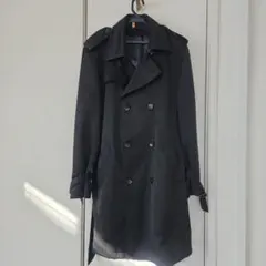 美品 コムサイズム メンズ トレンチコート 黒 XLサイズ