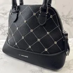 ほぼ未使用品 LA BAGAGERIE ラバガジェリー ビジュー ハンドバッグ黒