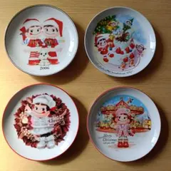 ペコちゃんクリスマスデザイン陶器皿4枚セットのサムネイル