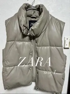 【ZARA ベストダウン】美品！最安値大人気ベージュ 美品冬コーデに◎