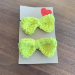 黄色リボン型ヘアゴム 2個セット